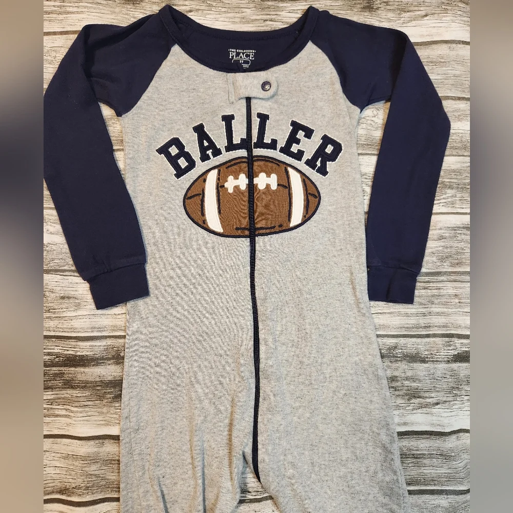 Childrens place football footie pajamas
